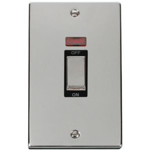 2 Gang DP c/w Neon Switch 45A Polished Chrome