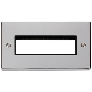 2 Gang 6 Aperture In Line Frontplate Polished Chrome