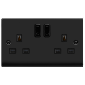 Deco 2 Gang Smart Swd Outlet Socket 13A Matt Black