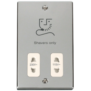 Dual Voltage Shaver Socket 115/230V Polished Chrome