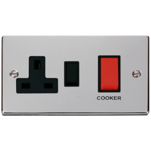 c/w 13A Socket Cooker Control Unit 45A Polished Chrome