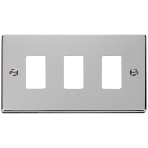 Deco 3 Gang Frontplate Polished Chrome
