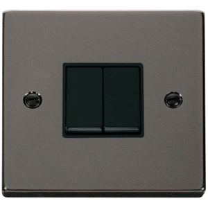 2 Gang 2 Way Plate Switch 10A Black Nickel