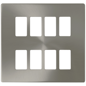Definity 8 Gang Frontplate Brushed Stainless