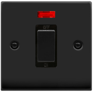1 Gang DP c/w Neon Switch 45A Matt Black