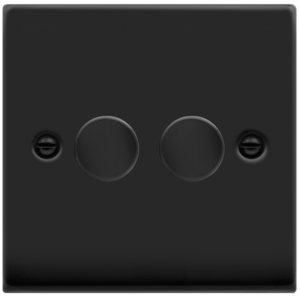2 Gang 2 Way Trailing Edge Dimmer Switch 2x100W Matt Black