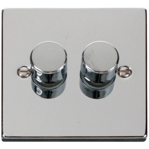 2 Gang 2 Way Dimmer Switch 2x400W Polished Chrome