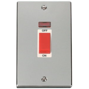 2 Gang c/w Neon Cooker Control Switch 45A Polished Chrome
