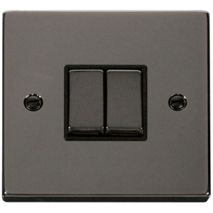 2 Gang 2 Way Plate Switch 10A Black Nickel
