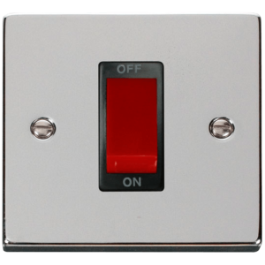 1 Gang Cooker Control Switch 45A Polished Chrome