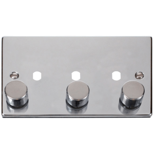 3 Gang Double Dimmer c/w Knob Plate Polished Chrome