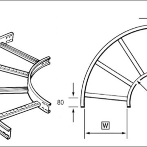 90Deg Flat for Cable Ladder U10 Bend 600mm Steel Hot Dipped Galvanised
