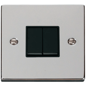 2 Gang 2 Way Plate Switch 10A Polished Chrome
