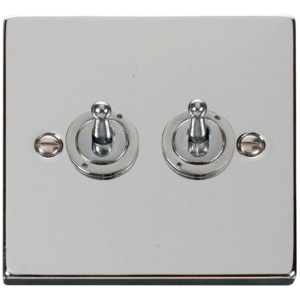 2 Gang 2 Way Toggle Switch 10A Polished Chrome