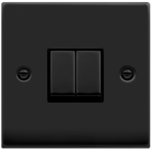 2 Gang 2 Way Plate Switch 10AX Matt Black