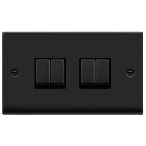 4 Gang 2 Way Plate Switch 10AX Matt Black