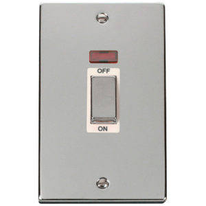 2 Gang DP c/w Neon Switch 45A Polished Chrome