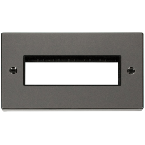 2 Gang 6 Aperture In Line Frontplate Black Nickel