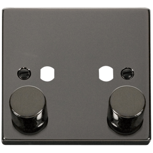 1 Gang Dimmer & Knob 2 Modules Frontplate Black Nickel