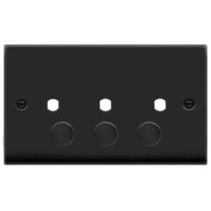 2 Gang Dimmer & Knob 3 Modules Frontplate Matt Black