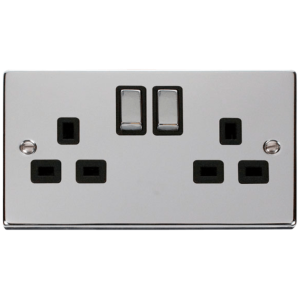 Ingot 2 Gang DP Switched Socket 13A Polished Chrome