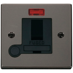 Switched Flex Outlet & Neon Connection Unit 13A Black Nickel