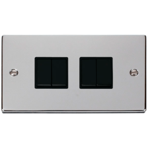 4 Gang 2 Way Plate Switch 10A Polished Chrome