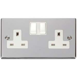 2 Gang DP Switched Socket 13A Polished Chrome