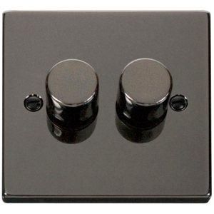 2 Gang 2 Way Dimmer Switch 2x400W Black Nickel