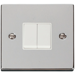 2 Gang 2 Way Plate Switch 10A Polished Chrome