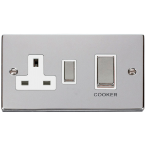 DP c/w 13A Switched Socket Switch 45A Polished Chrome