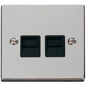 Telephone Secondary Twin Socket Polished Chrome