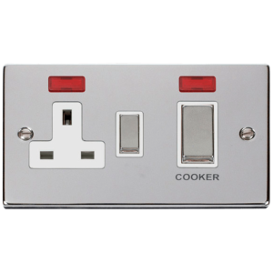DP c/w 13A Switched Socket & Neons Switch 45A Polished Chrome