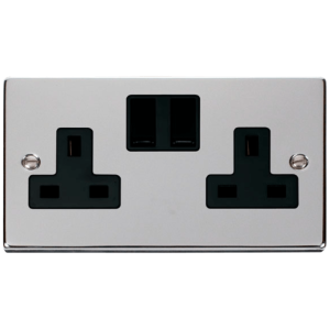 2 Gang DP Switched Socket 13A Polished Chrome