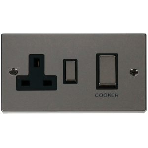 DP c/w 13A Switched Socket Switch 45A Black Nickel