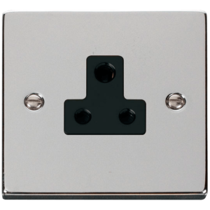 1 Gang Unswitched Round Pin Socket 5A Polished Chrome