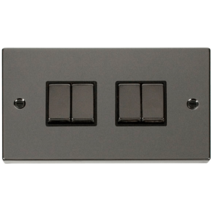 4 Gang 2 Way Plate Switch 10A Black Nickel