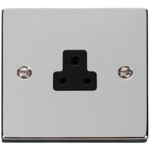 1 Gang Unswitched Round Pin Socket 2A Polished Chrome