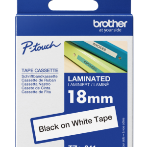 Labelling TZE Laminated Tape 18mmx8m Black on White