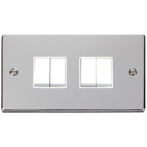 4 Gang 2 Way Plate Switch 10A Polished Chrome