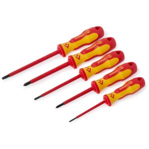 Set Insulated SL/PZ 5 Piece Screwdriver Chrome Vanadium Steel
