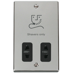 Dual Voltage Shaver Socket 115/230V Polished Chrome