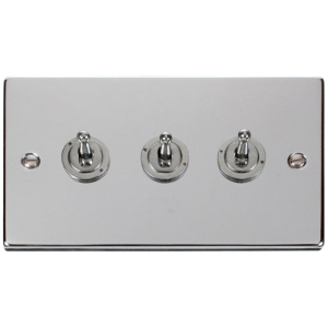 3 Gang 2 Way Toggle Switch 10A Polished Chrome