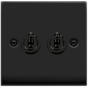 2 Gang 2 Way Toggle Switch 10AX Matt Black