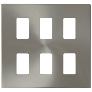 Definity 6 Gang Frontplate Brushed Stainless