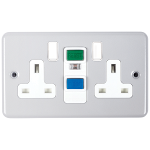 2 Gang Unswitched RCD Surface Socket 13A 30mA Metal