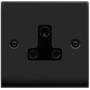 1 Gang Unswitched Round Pin Socket 5A Matt Black