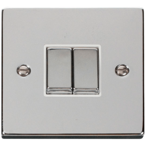 2 Gang 2 Way Plate Switch 10A Polished Chrome