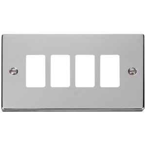 Deco 4 Gang Frontplate Polished Chrome