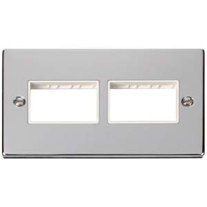 2 Gang 6 Aperture 2x3 Frontplate Polished Chrome